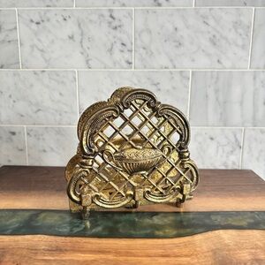 Vintage Ornate Brass Napkin or Letter Holder